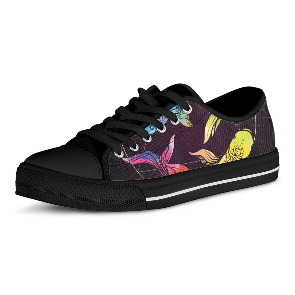 Colorful Pisces Sign Print Black Low Top Shoes 