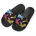 Colorful Pisces Sign Print Black Slide Sandals