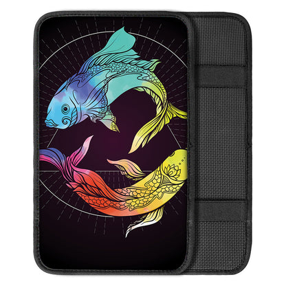 Colorful Pisces Sign Print Car Center Console Cover