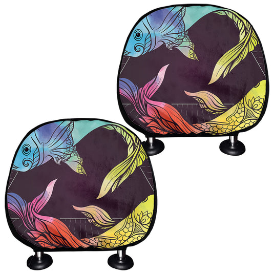 Colorful Pisces Sign Print Car Headrest Covers