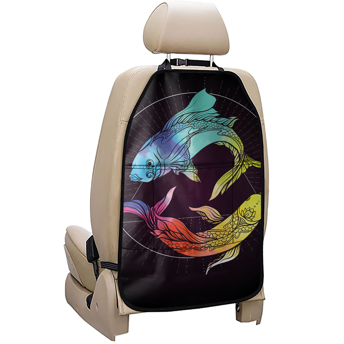 Colorful Pisces Sign Print Car Seat Organizers
