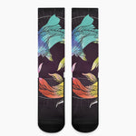 Colorful Pisces Sign Print Crew Socks