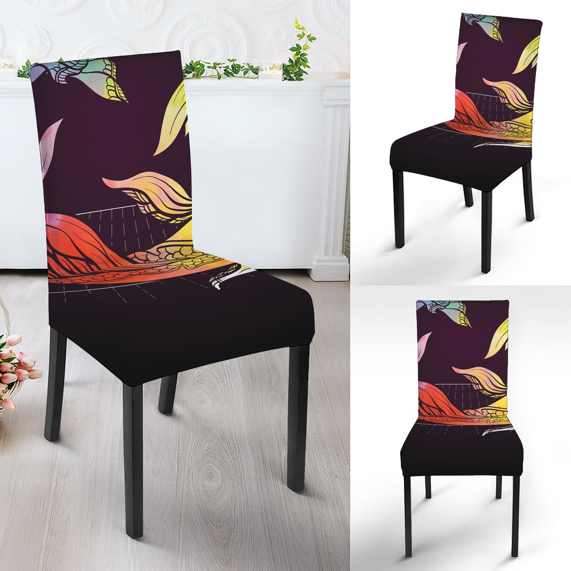 Colorful Pisces Sign Print Dining Chair Slipcover