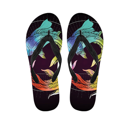 Colorful Pisces Sign Print Flip Flops