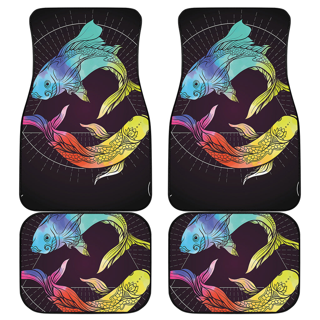 Colorful Pisces Sign Print Front and Back Car Floor Mats
