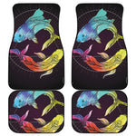 Colorful Pisces Sign Print Front and Back Car Floor Mats