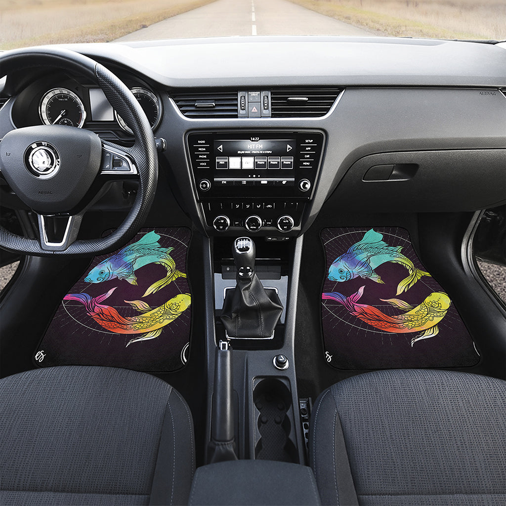 Colorful Pisces Sign Print Front and Back Car Floor Mats