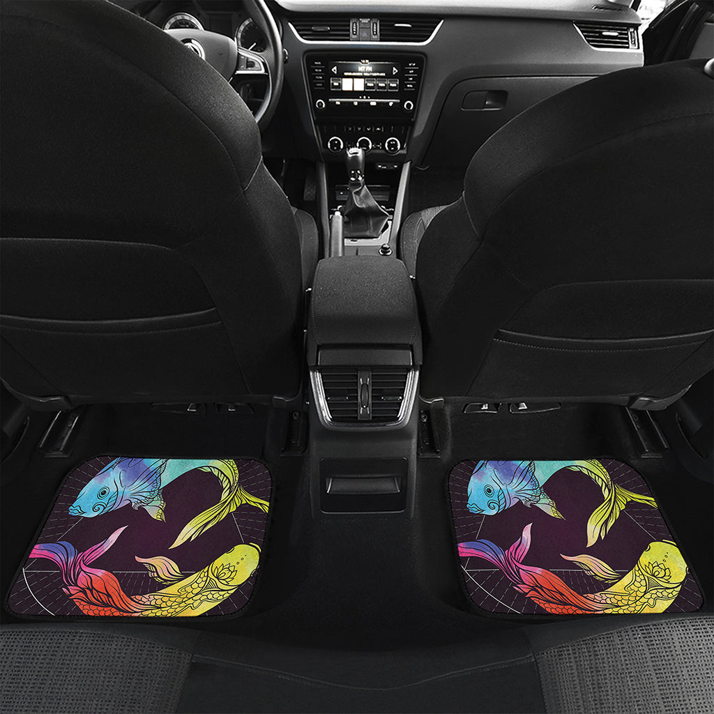 Colorful Pisces Sign Print Front and Back Car Floor Mats
