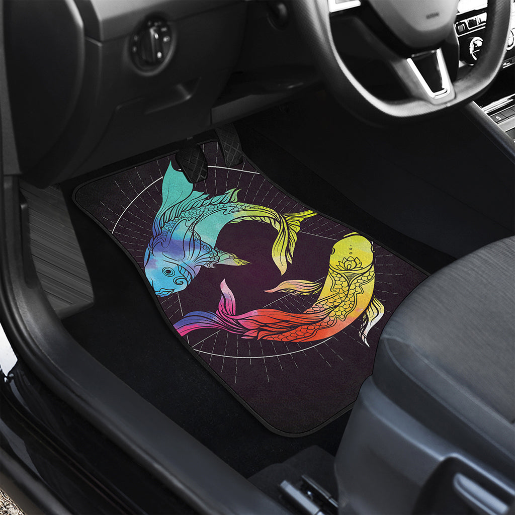 Colorful Pisces Sign Print Front and Back Car Floor Mats