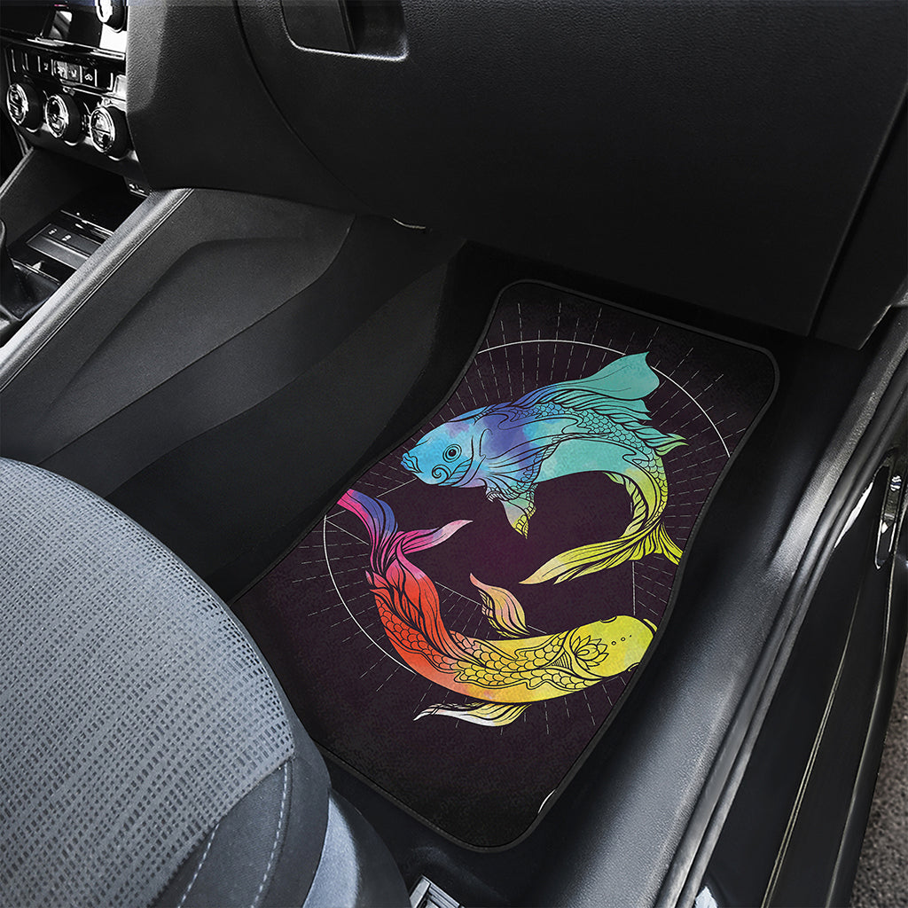 Colorful Pisces Sign Print Front and Back Car Floor Mats