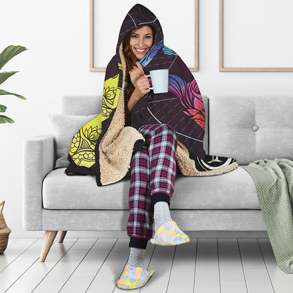 Colorful Pisces Sign Print Hooded Blanket