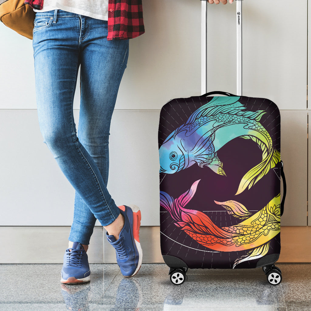 Colorful Pisces Sign Print Luggage Cover