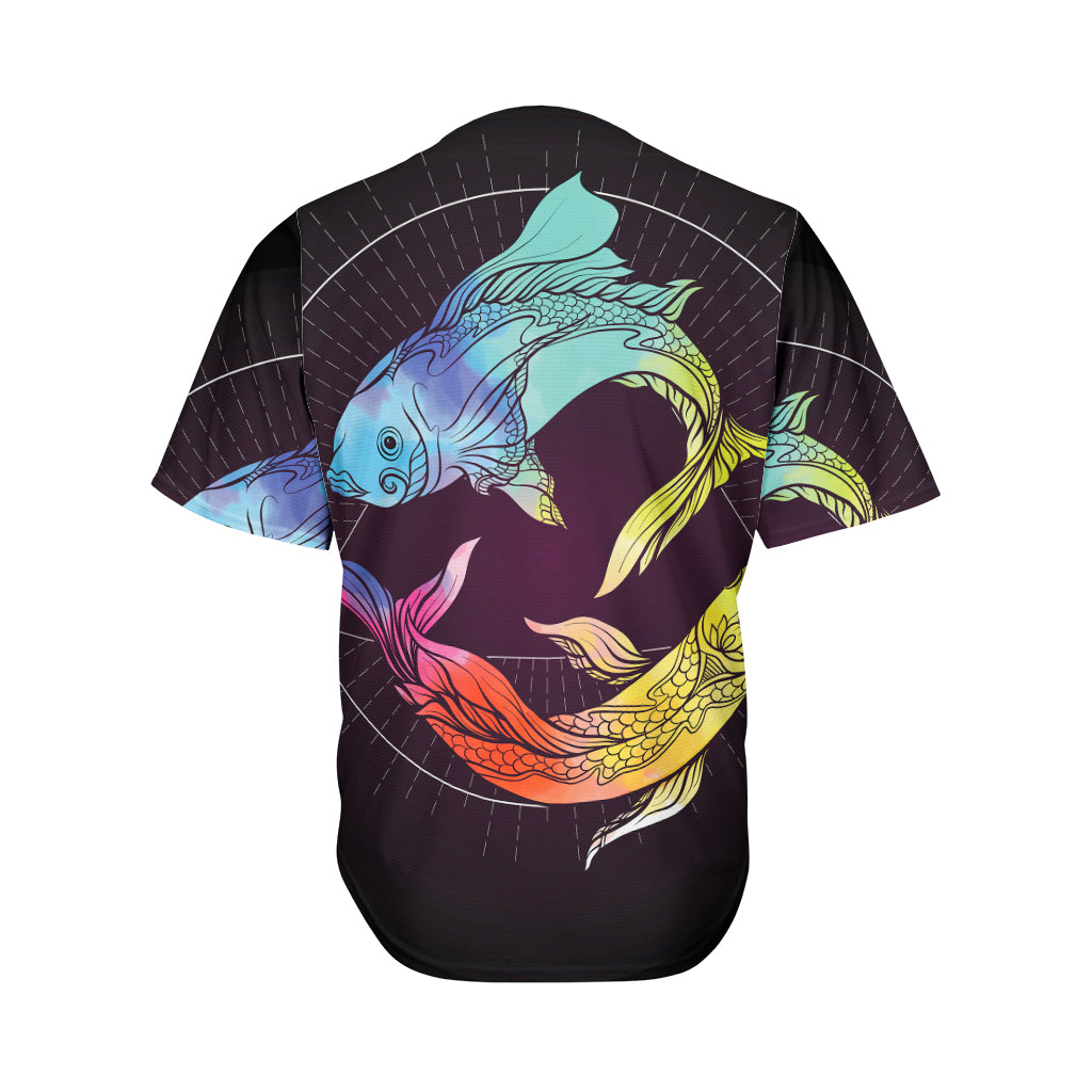 Colorful Pisces Sign Print Men's Baseball Jersey