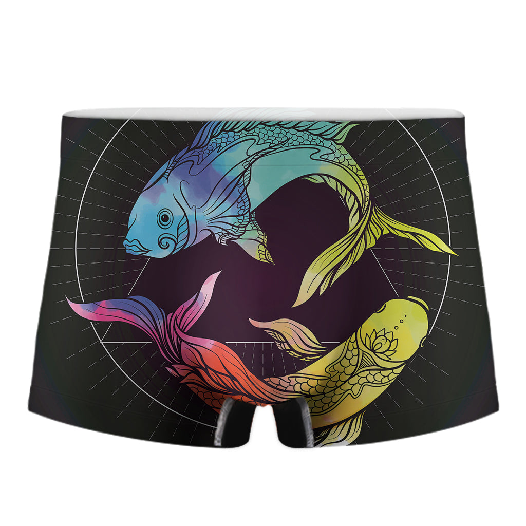 Colorful Pisces Sign Print Men's Boxer Briefs