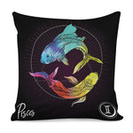 Colorful Pisces Sign Print Pillow Cover