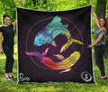 Colorful Pisces Sign Print Quilt
