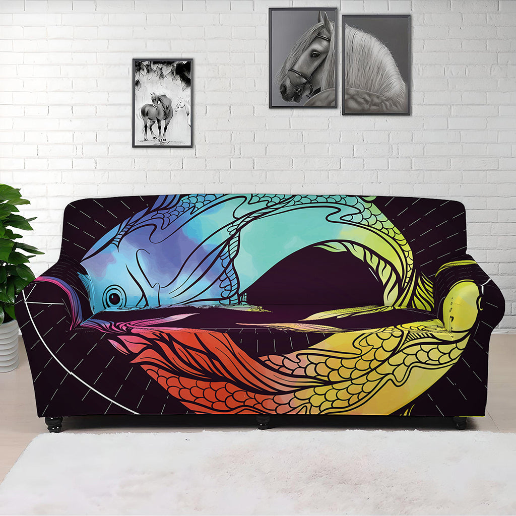 Colorful Pisces Sign Print Sofa Cover