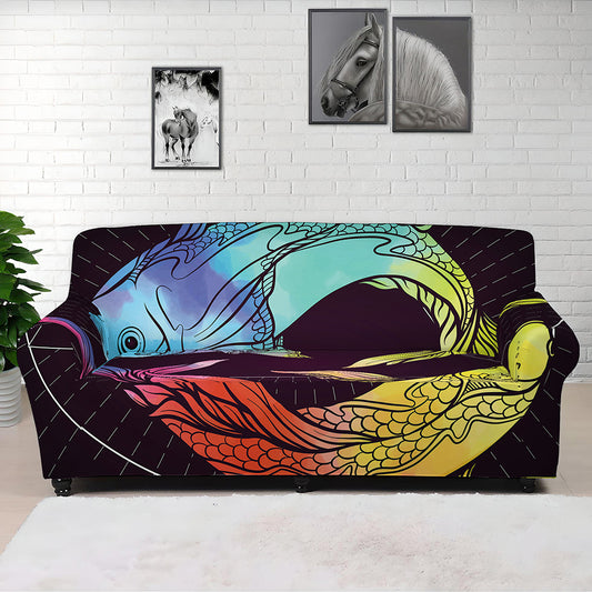 Colorful Pisces Sign Print Sofa Cover