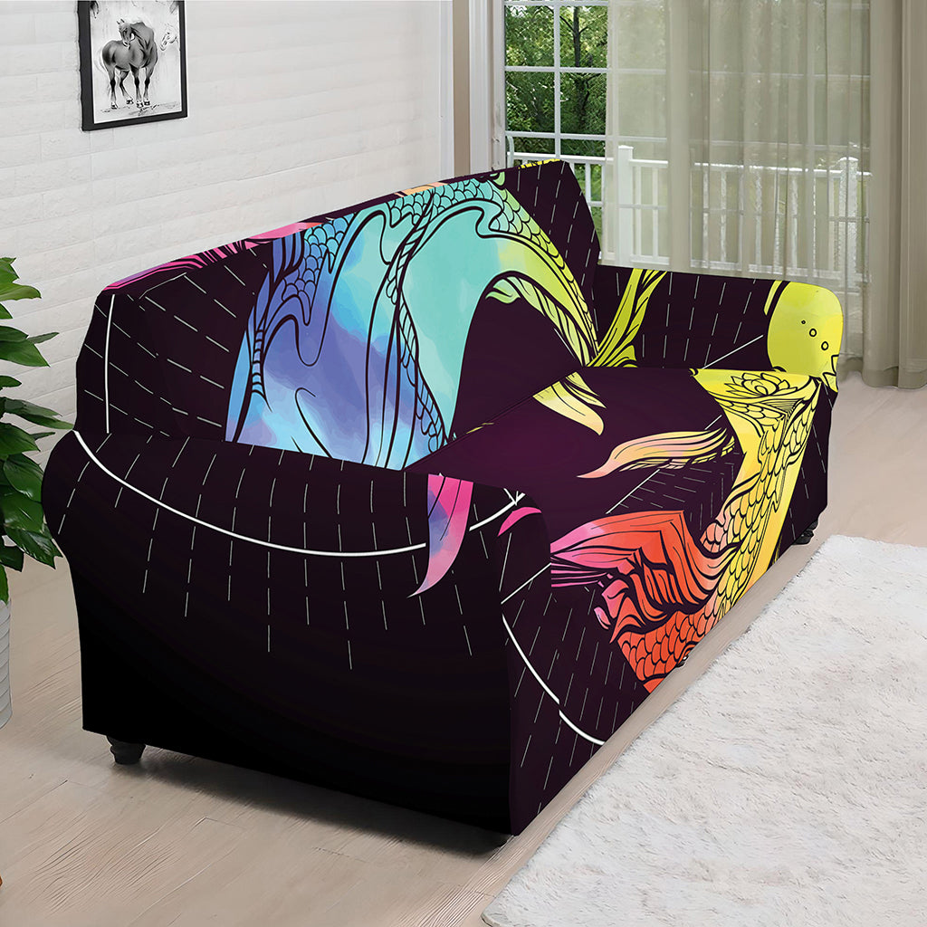 Colorful Pisces Sign Print Sofa Cover