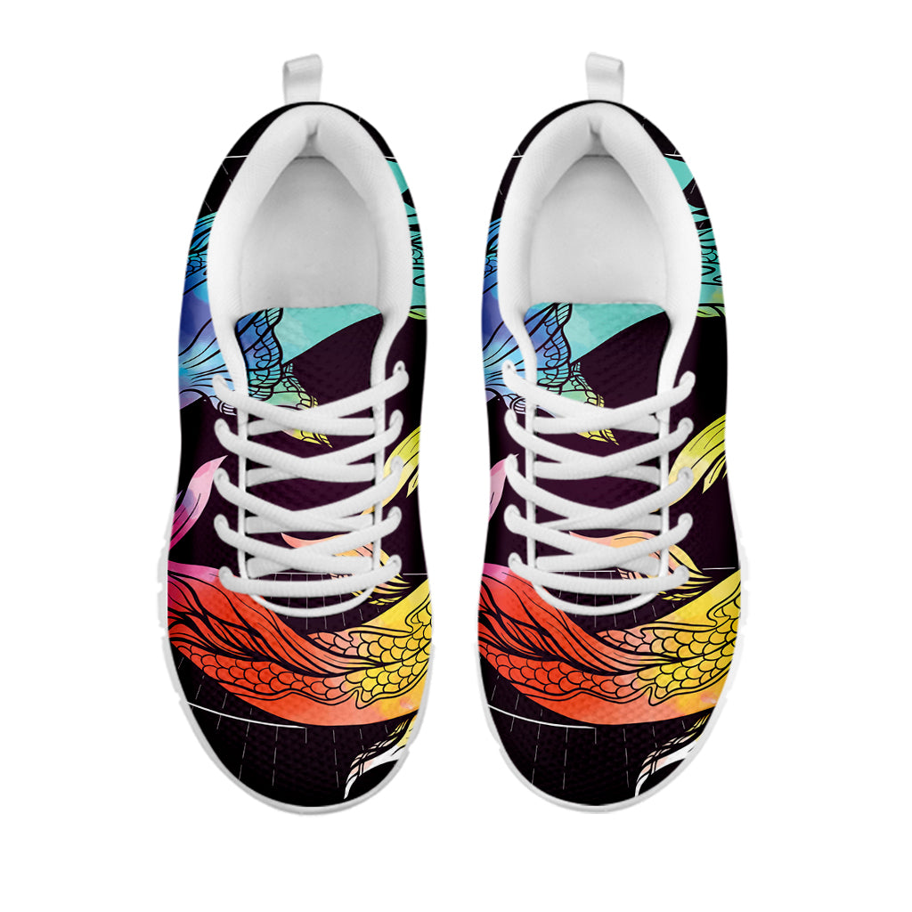 Colorful Pisces Sign Print White Sneakers