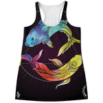 Colorful Pisces Sign Print Women's Racerback Tank Top
