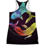 Colorful Pisces Sign Print Women's Racerback Tank Top