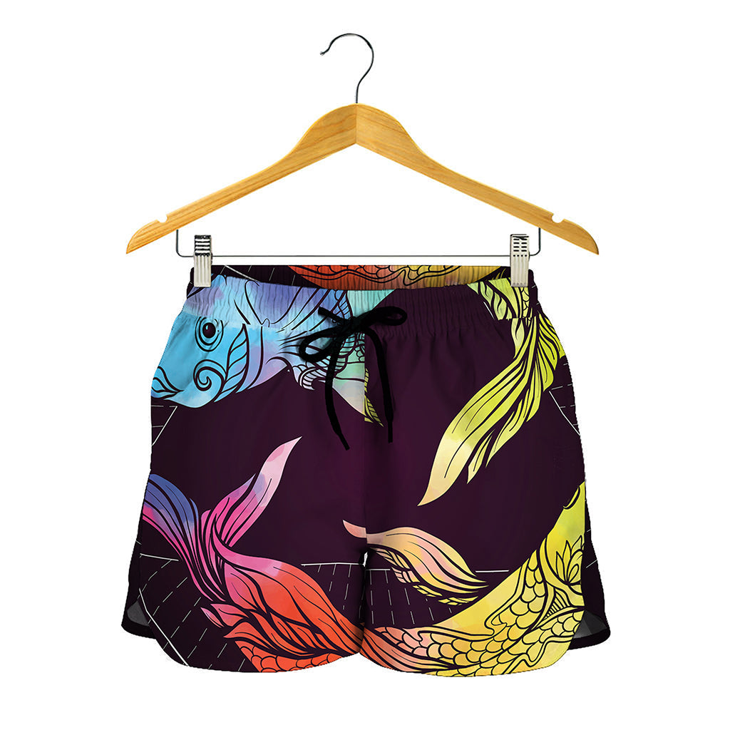 Colorful Pisces Sign Print Women's Shorts