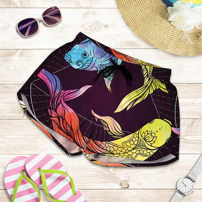 Colorful Pisces Sign Print Women's Shorts