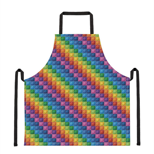 Colorful Plastic Building Blocks Print Apron