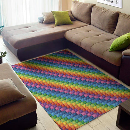 Colorful Plastic Building Blocks Print Area Rug