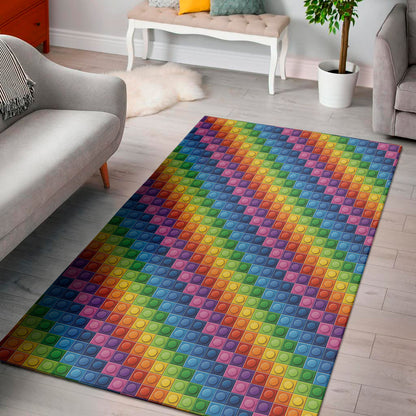 Colorful Plastic Building Blocks Print Area Rug