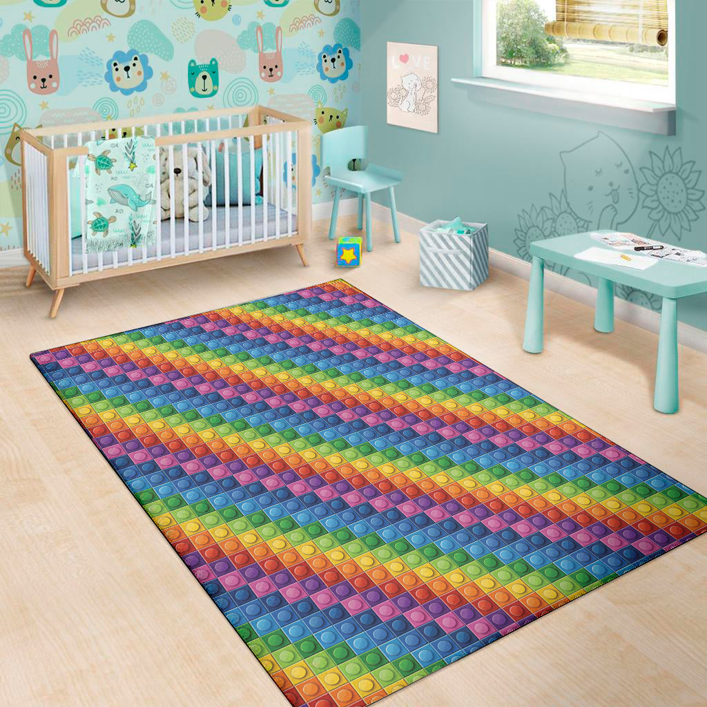 Colorful Plastic Building Blocks Print Area Rug