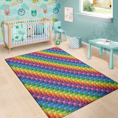 Colorful Plastic Building Blocks Print Area Rug