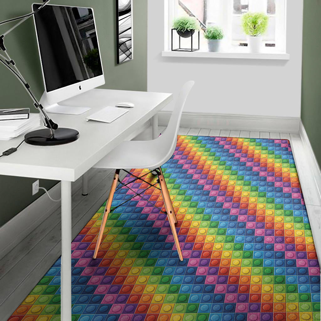 Colorful Plastic Building Blocks Print Area Rug