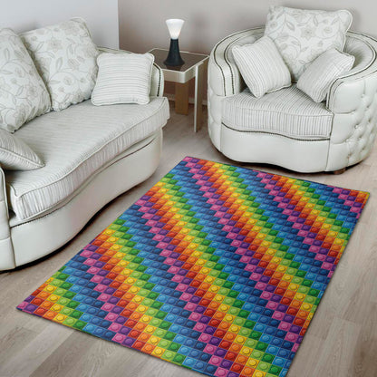 Colorful Plastic Building Blocks Print Area Rug
