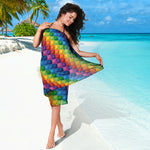 Colorful Plastic Building Blocks Print Beach Sarong Wrap