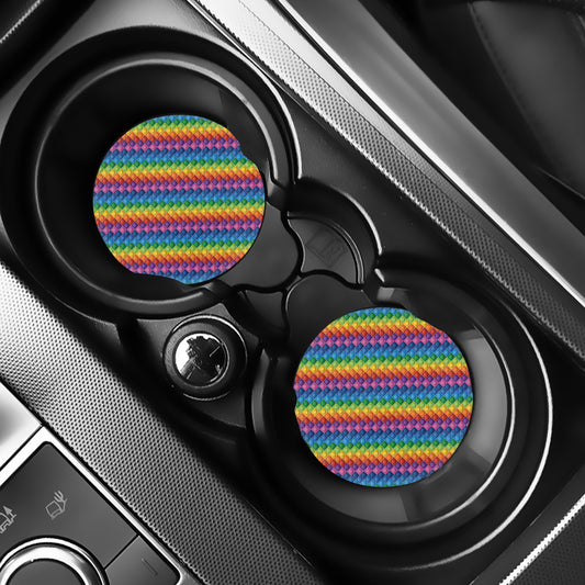 Colorful Plastic Building Blocks Print Car Coasters