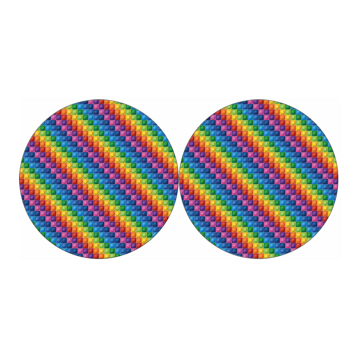 Colorful Plastic Building Blocks Print Car Coasters