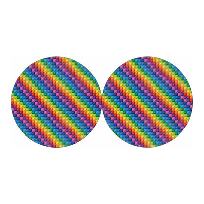 Colorful Plastic Building Blocks Print Car Coasters