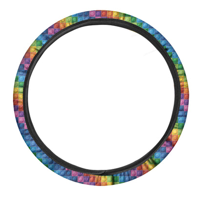 Colorful Plastic Building Blocks Print Car Steering Wheel Cover