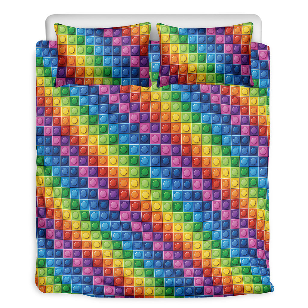 Colorful Plastic Building Blocks Print Duvet Cover Bedding Set