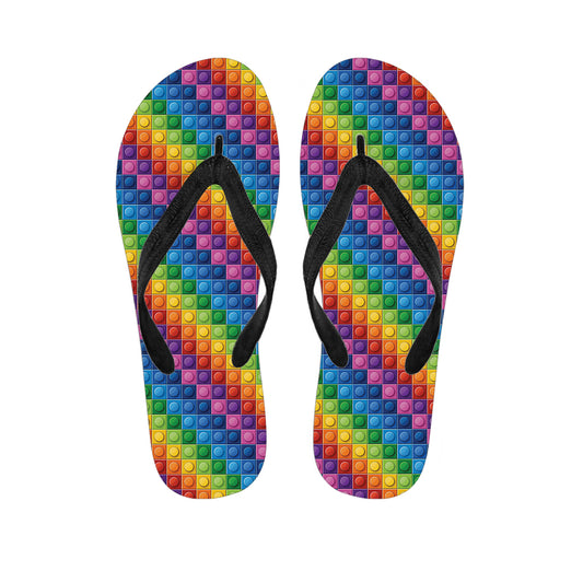 Colorful Plastic Building Blocks Print Flip Flops