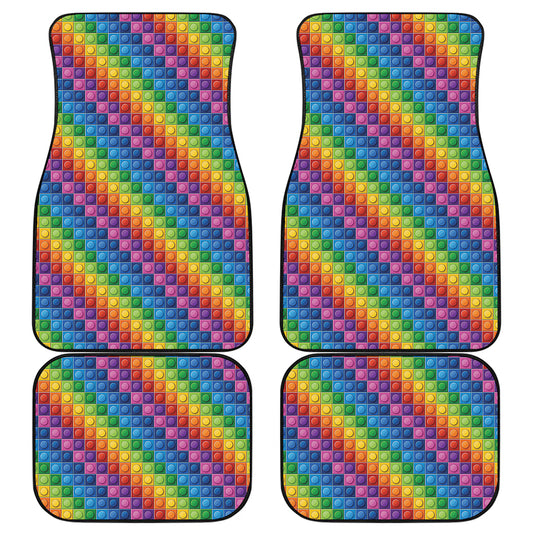 Colorful Plastic Building Blocks Print Front and Back Car Floor Mats