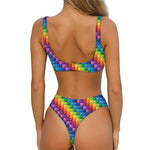 Colorful Plastic Building Blocks Print Front Bow Tie Bikini