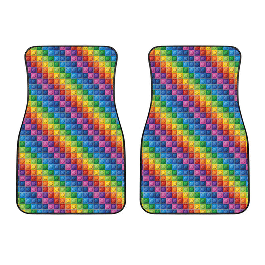 Colorful Plastic Building Blocks Print Front Car Floor Mats