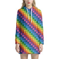 Colorful Plastic Building Blocks Print Pullover Hoodie Dress