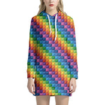 Colorful Plastic Building Blocks Print Hoodie Dress
