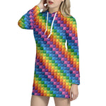 Colorful Plastic Building Blocks Print Hoodie Dress