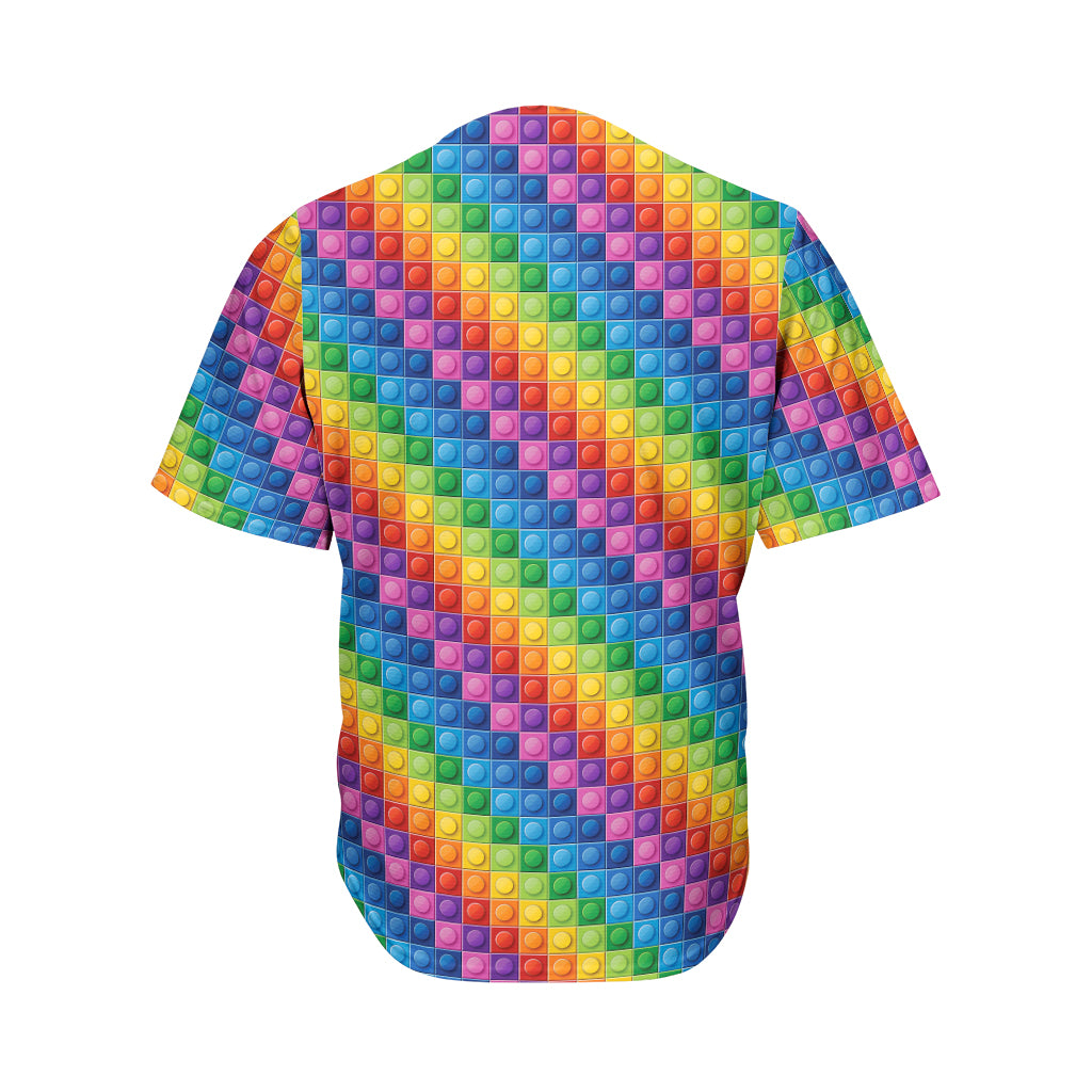 Colorful Plastic Building Blocks Print Men's Baseball Jersey