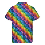 Colorful Plastic Building Blocks Print Men's Short Sleeve Shirt